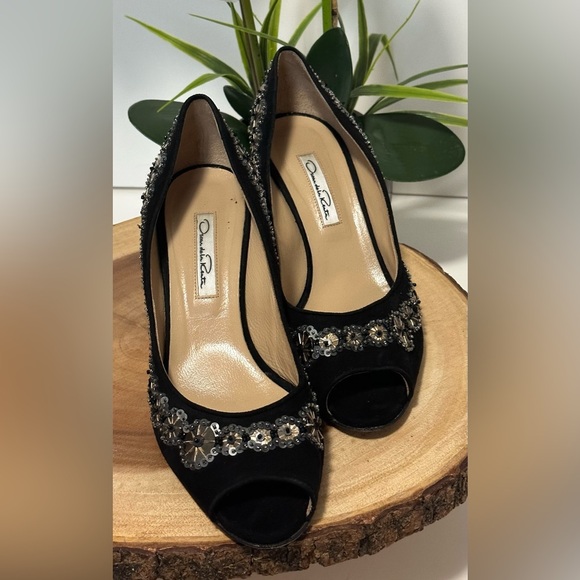 💎Oscar de la Renta Suede Heels with Embellishments - Women's Size 38💎 - Picture 16 of 16